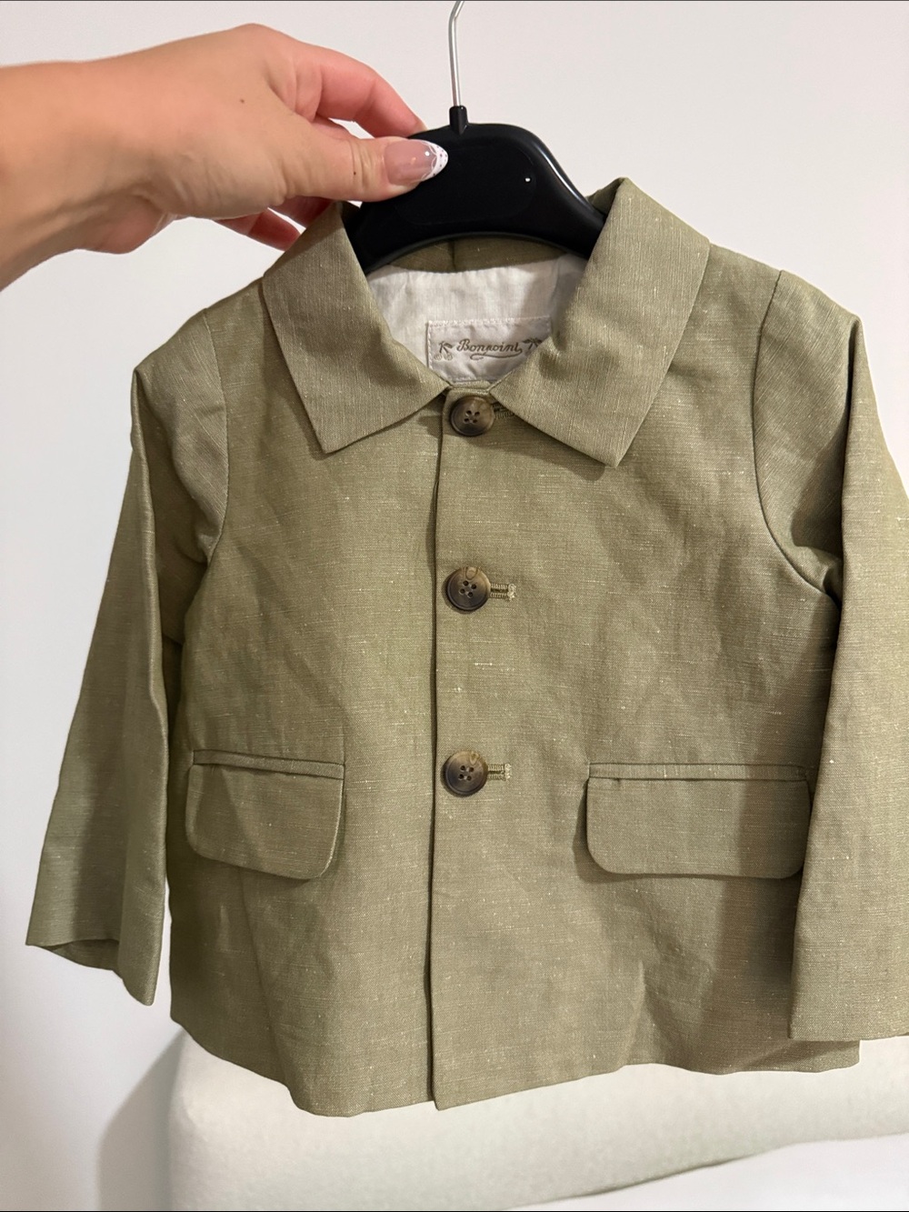 Bonpoint Olive Green Kids' Button Blazer